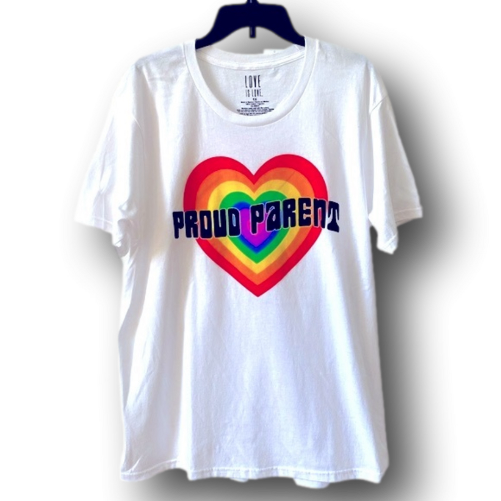 Pride Rainbow Heart "Proud Parent" Graphic T-Shirt - Size 1X - NWT